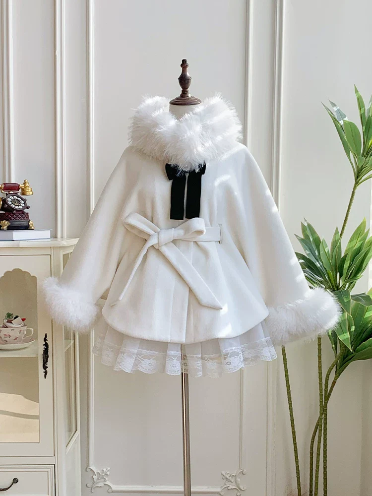 Winter Island Memory - Elegant Lolita Winter Coat & OP Dress Set - Image 21