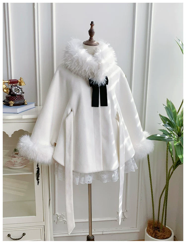 Winter Island Memory - Elegant Lolita Winter Coat & OP Dress Set - Image 23