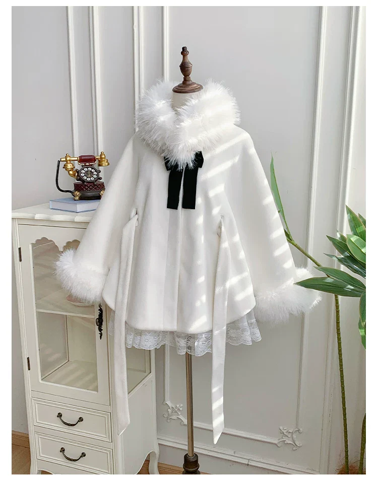 Winter Island Memory - Elegant Lolita Winter Coat & OP Dress Set - Image 24