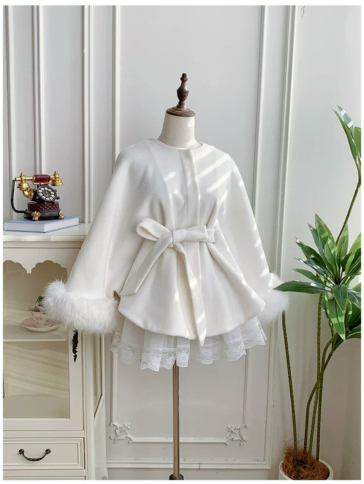 Winter Island Memory - Elegant Lolita Winter Coat & OP Dress Set - Image 25