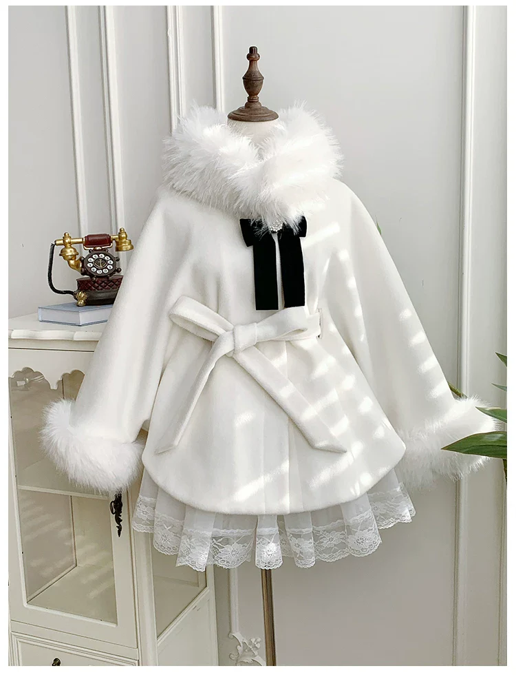 Winter Island Memory - Elegant Lolita Winter Coat & OP Dress Set - Image 28