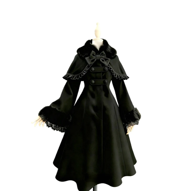 Anastasia - Madeleine - Elegant Lolita Wool Coat, Detachable Cape - Image 12