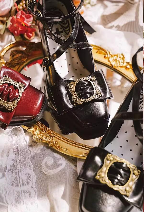 MODO - Frame Cocoa - Elegant Mid-Heel Lolita Shoes With Square Toe - Image 14