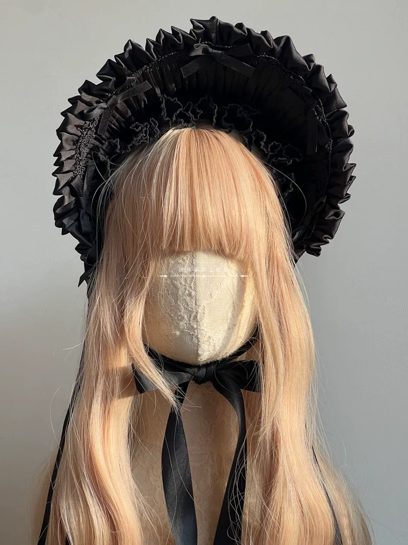 Elegent Lolita Bonnet Black Ribbon BNT - Image 6