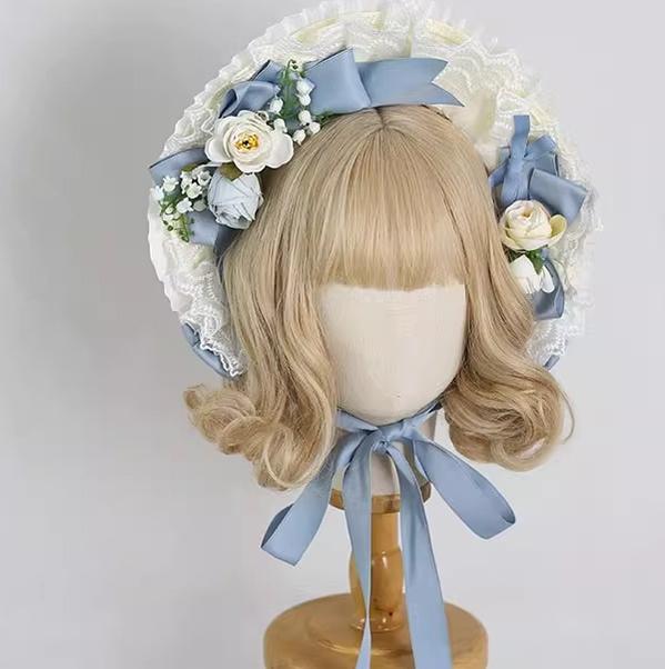 Xiaogui - Elegent Lolita Bonnet Bows Straw Hat - Image 2
