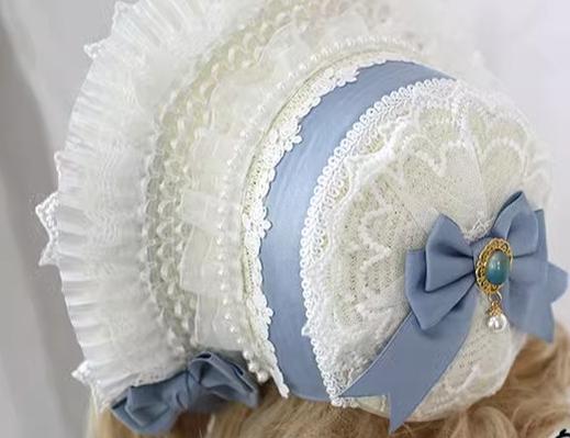 Xiaogui - Elegent Lolita Bonnet Bows Straw Hat - Image 3
