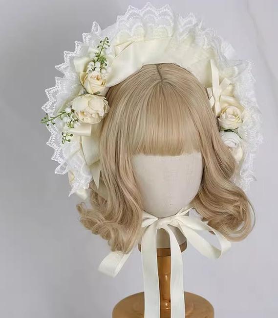 Xiaogui - Elegent Lolita Bonnet Bows Straw Hat - Image 5