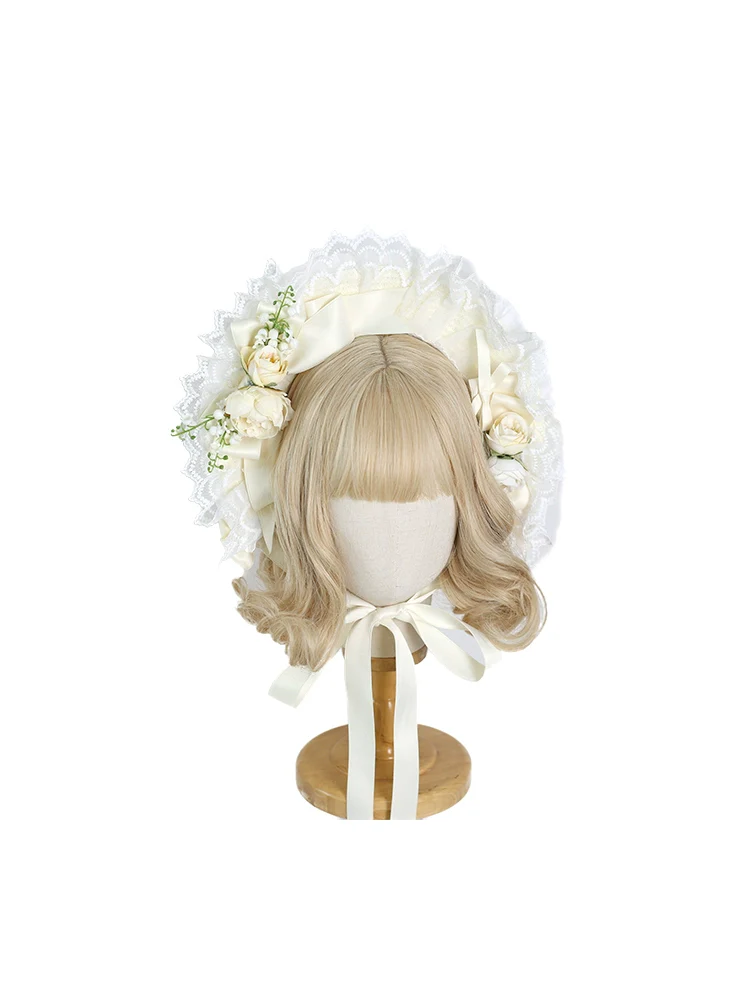 Xiaogui - Elegent Lolita Bonnet Bows Straw Hat - Image 6