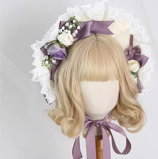 Xiaogui - Elegent Lolita Bonnet Bows Straw Hat - Image 7