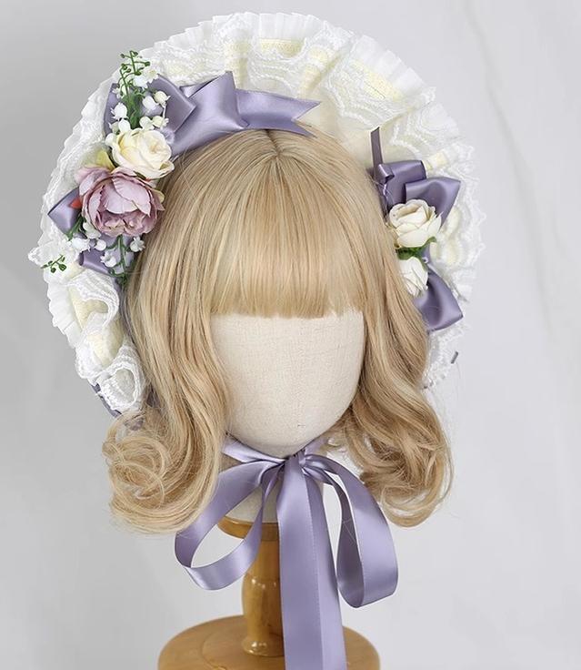 Xiaogui - Elegent Lolita Bonnet Bows Straw Hat - Image 8
