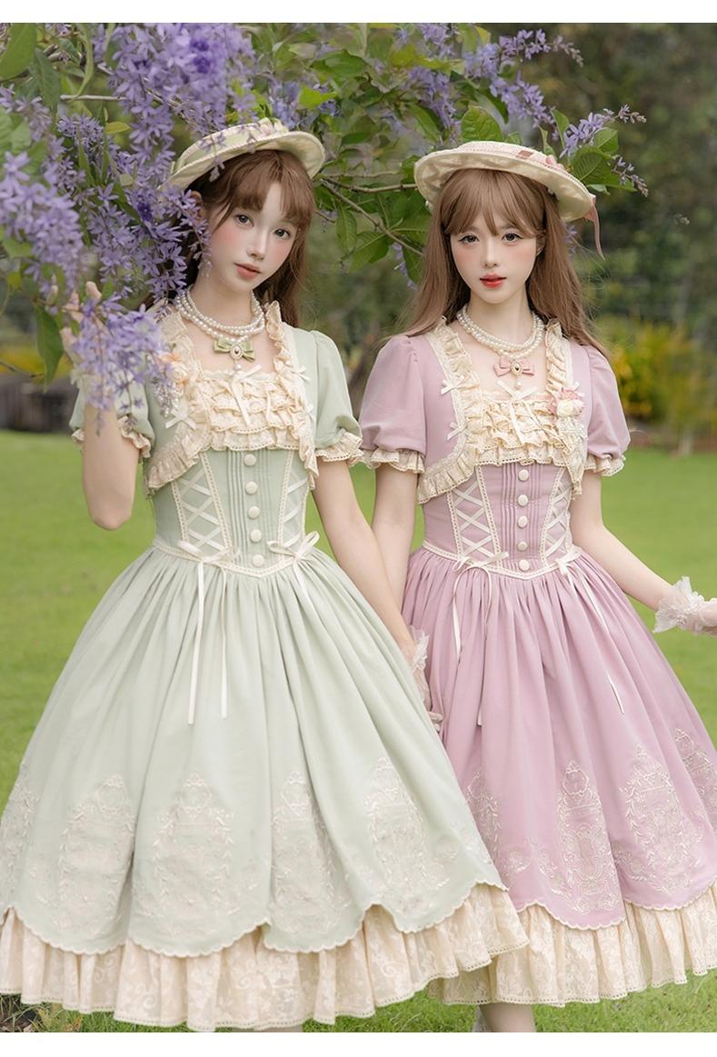 Amber Realm - Dream Strings - Embroidered Classic Lolita OP Dress, Princess Sleeves - Image 12