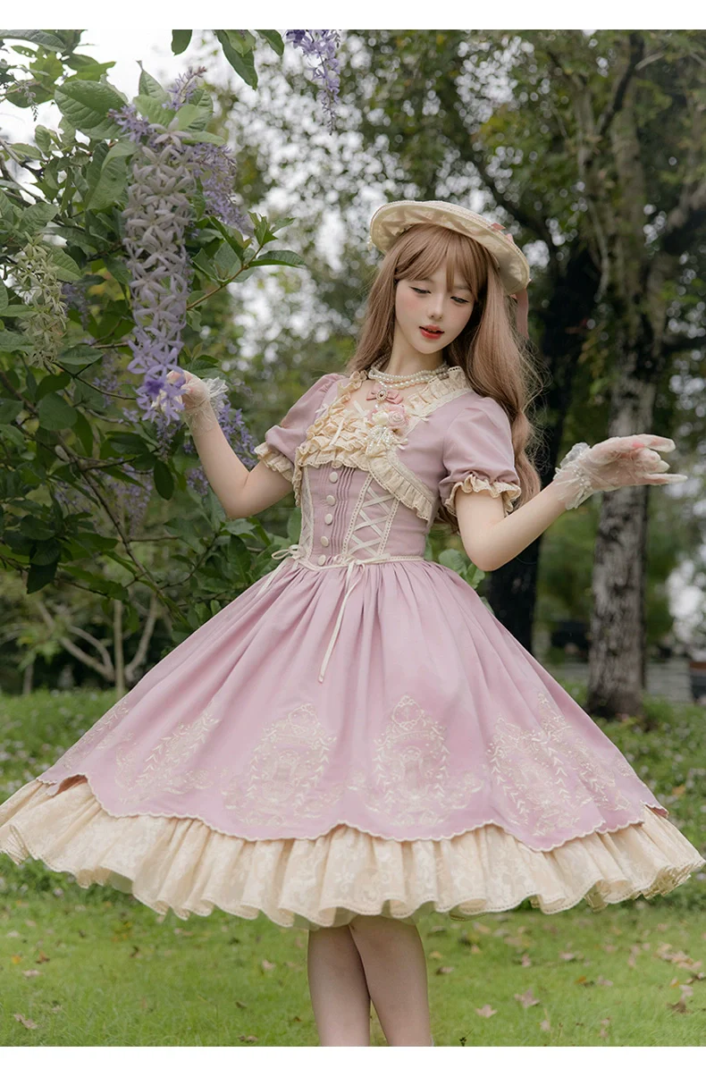 Amber Realm - Dream Strings - Embroidered Classic Lolita OP Dress, Princess Sleeves - Image 22