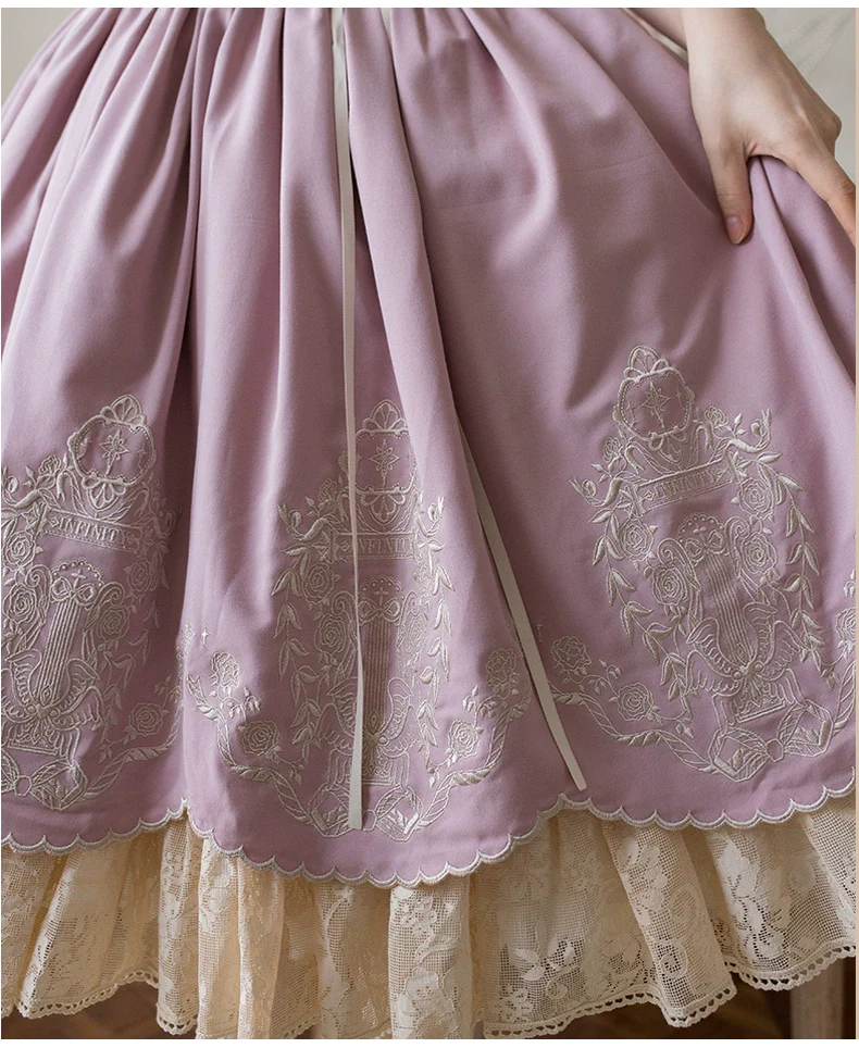 Amber Realm - Dream Strings - Embroidered Classic Lolita OP Dress, Princess Sleeves - Image 25