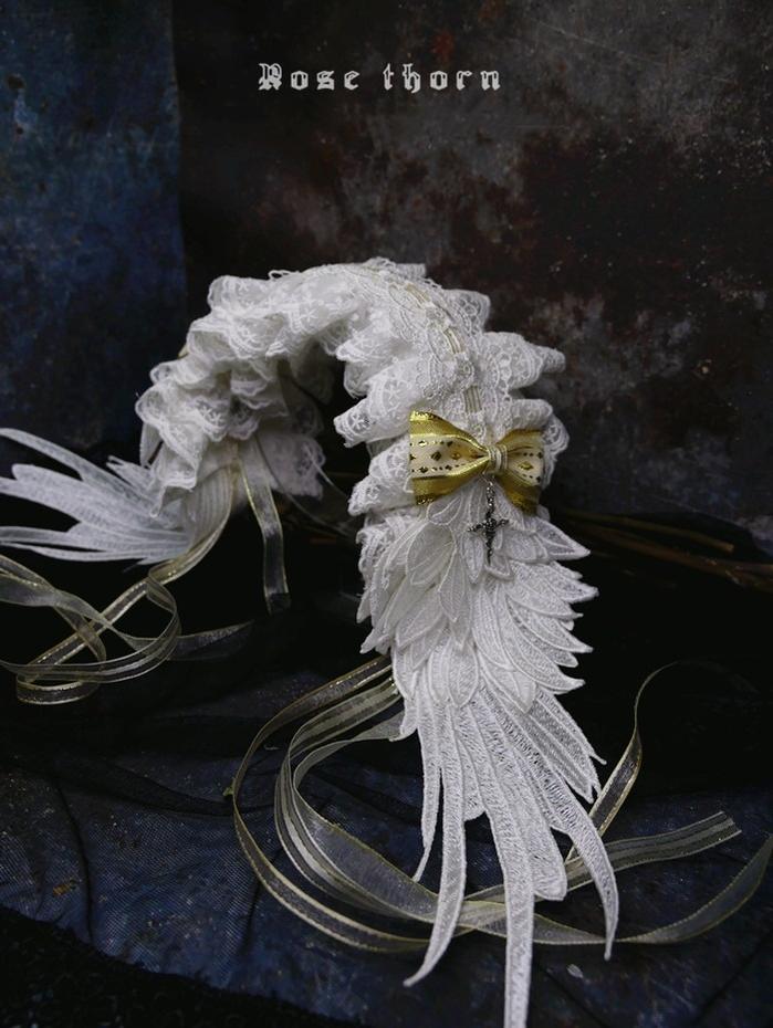 Rose Thorn - Angel Wings - Embroidered Crafted Headband Elegant Lolita Hair Accessories - Image 10