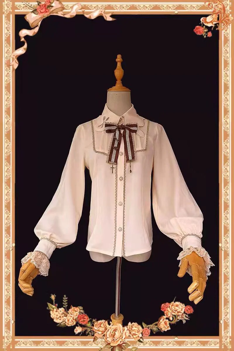 Elegant Lolita Embroidery Lapel Blouse - Image 9