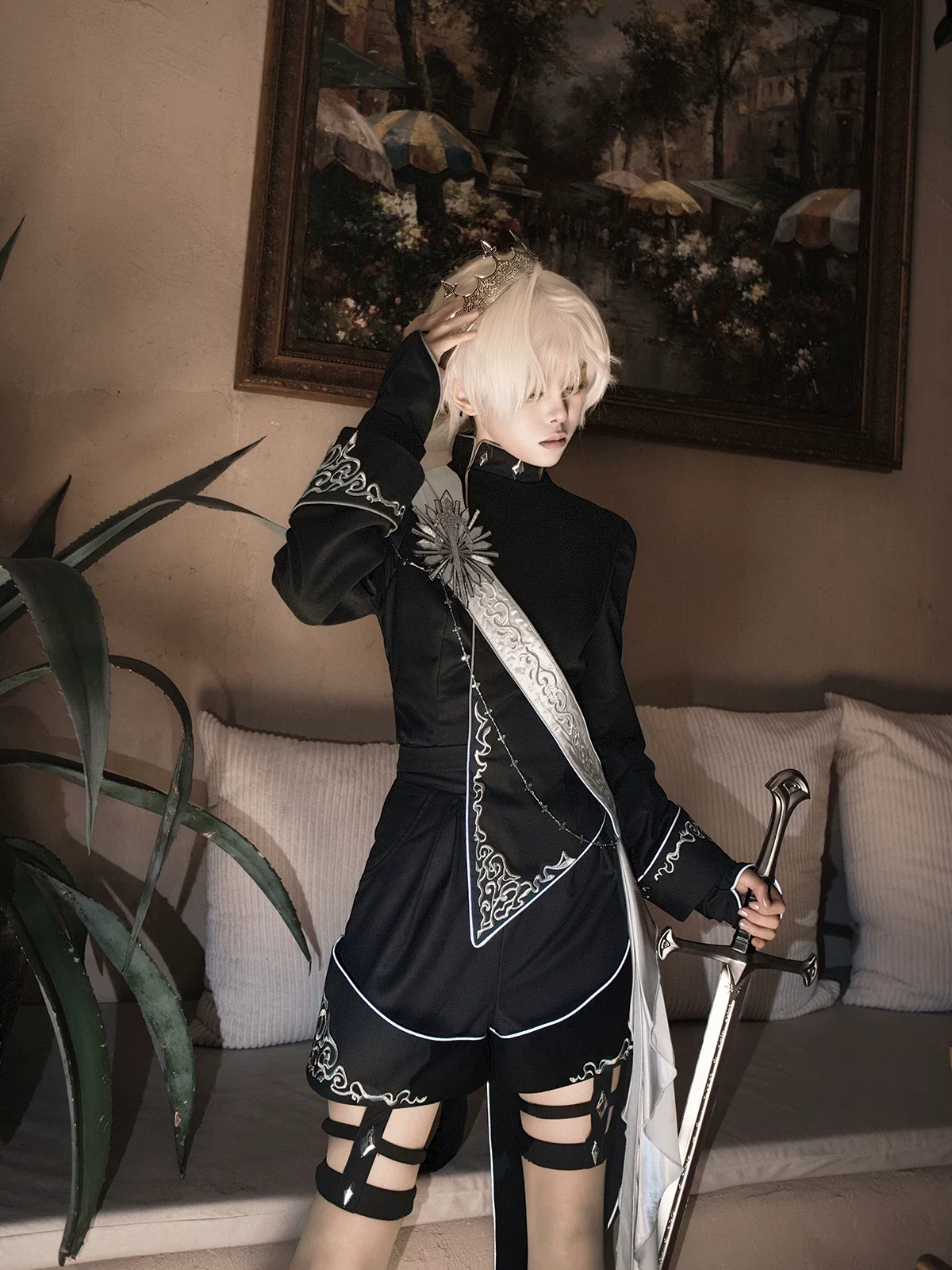 Oathbound Sword - Embroidery Ouji Lolita Set, High-Low Hem Coat - Image 14