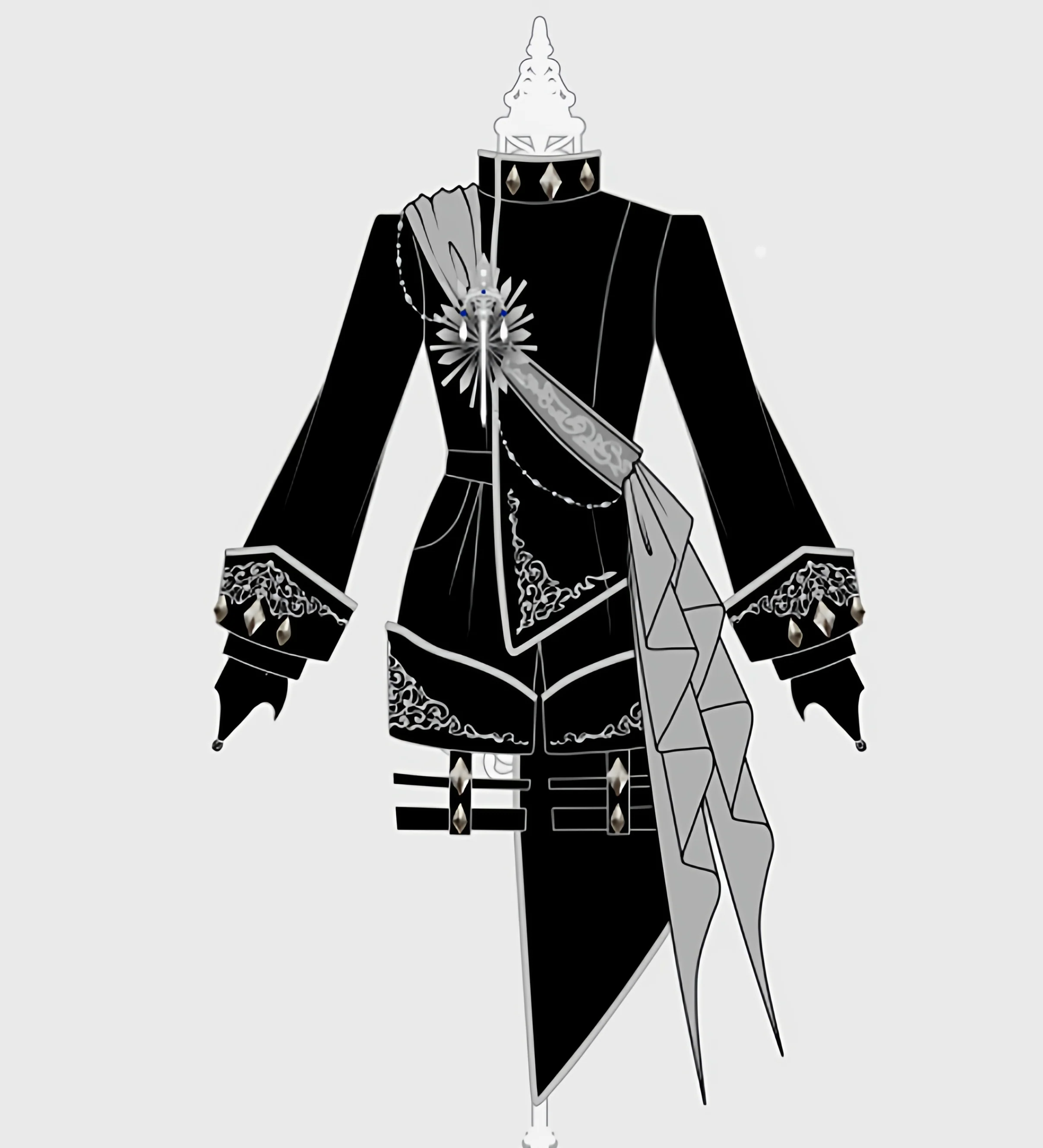 Oathbound Sword - Embroidery Ouji Lolita Set, High-Low Hem Coat - Image 17
