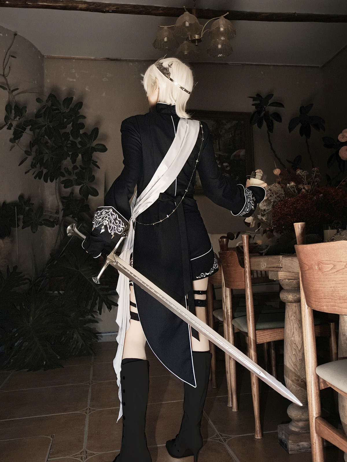 Oathbound Sword - Embroidery Ouji Lolita Set, High-Low Hem Coat - Image 2