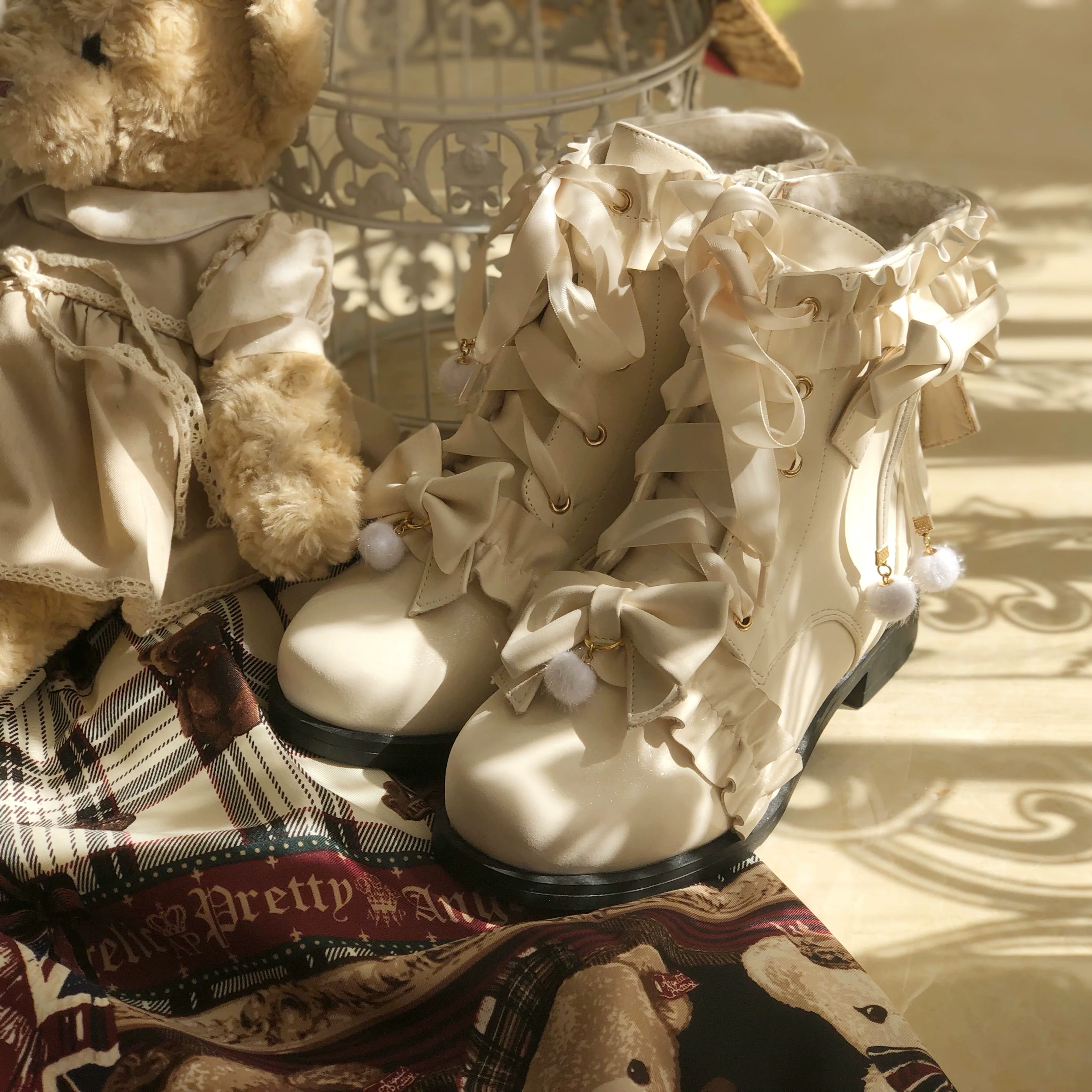 Fairy Godmother - Enthusiastic Ideation - Elegant Lolita Shoes Fleeced Short Martin Boots - Image 11