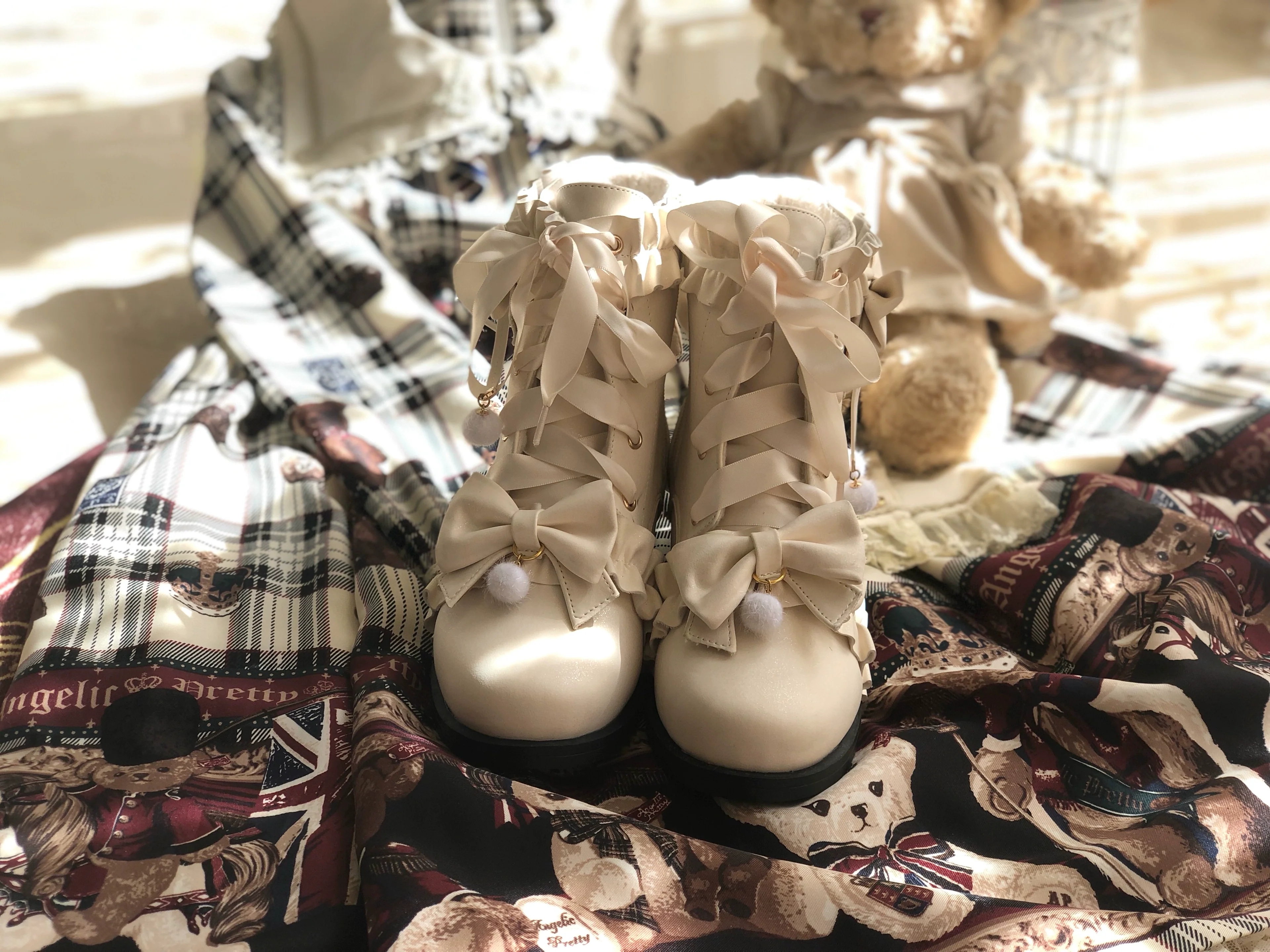 Fairy Godmother - Enthusiastic Ideation - Elegant Lolita Shoes Fleeced Short Martin Boots - Image 12