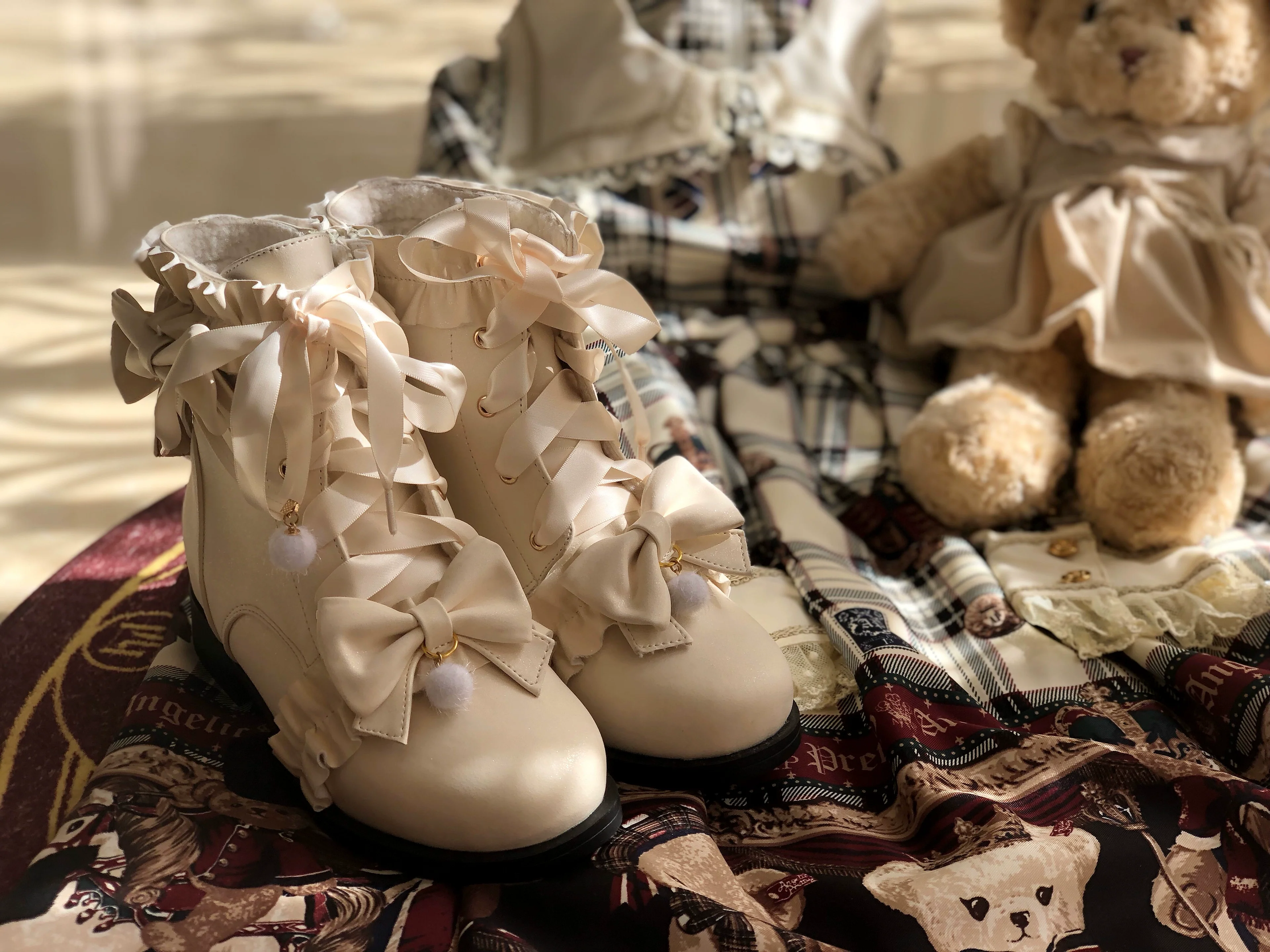 Fairy Godmother - Enthusiastic Ideation - Elegant Lolita Shoes Fleeced Short Martin Boots - Image 13