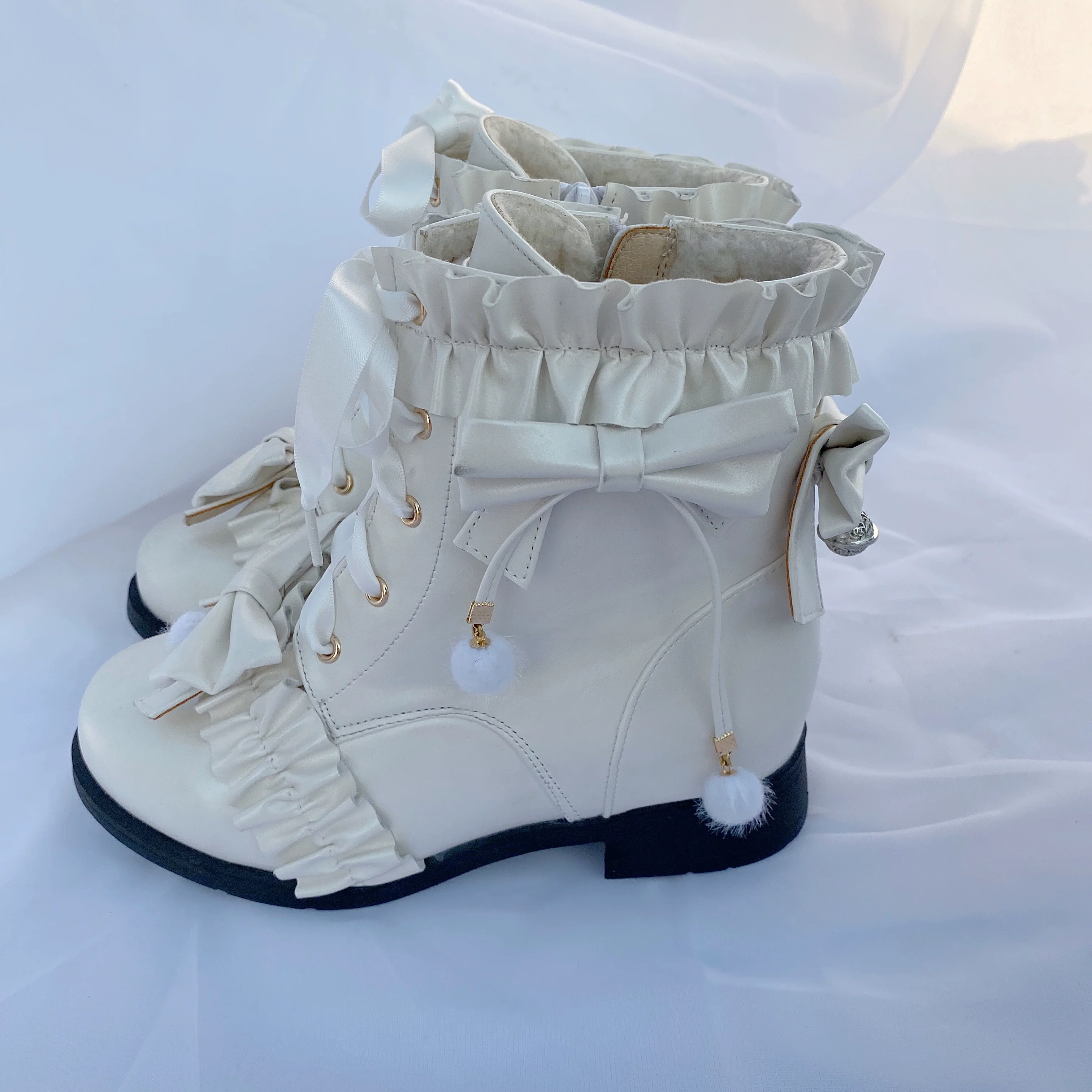 Fairy Godmother - Enthusiastic Ideation - Elegant Lolita Shoes Fleeced Short Martin Boots - Image 16