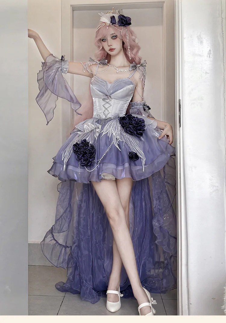 Meowing and fruity - Swan Fantasy - Fairy Lolita Short JSK Ballet-Style Jumper Dress - Image 11