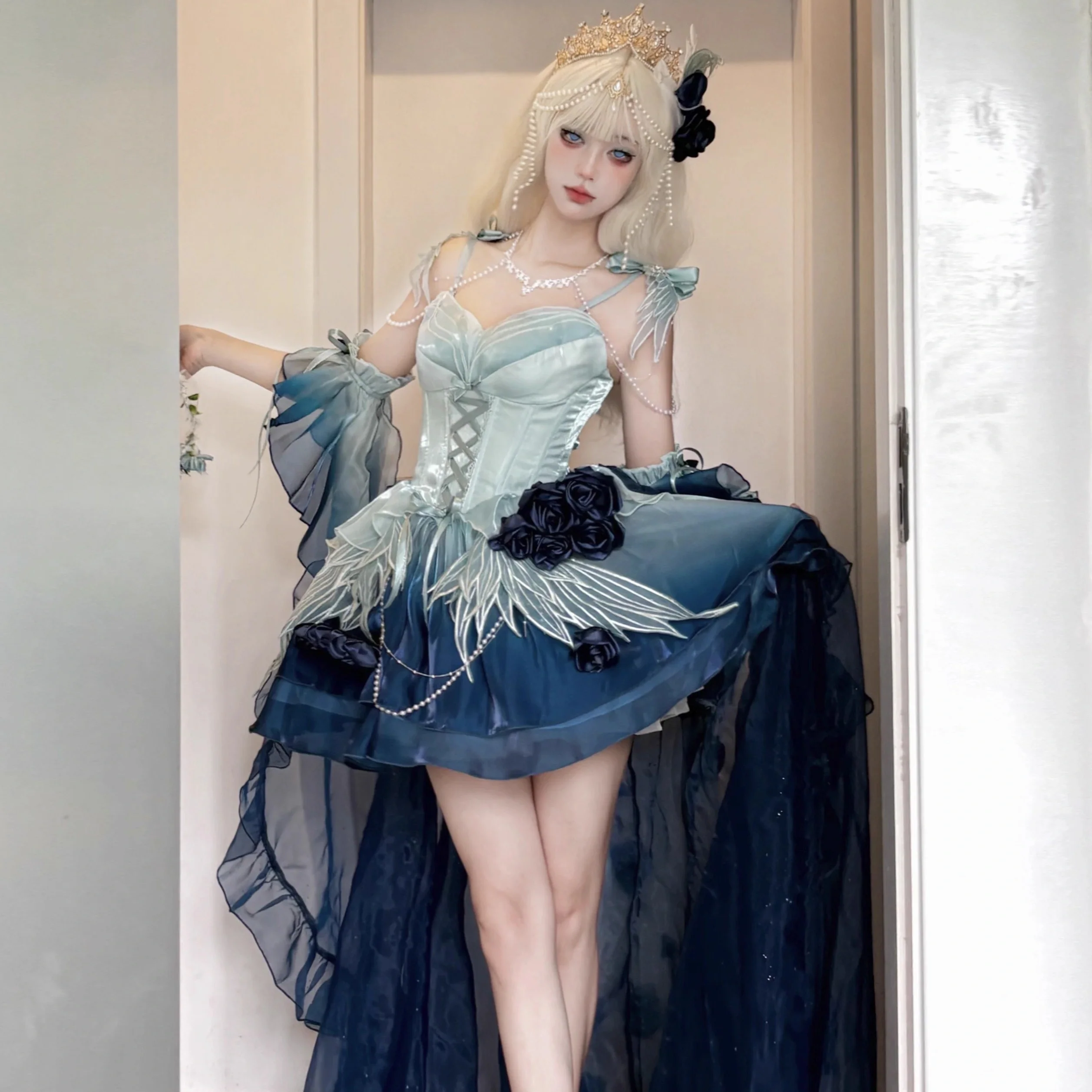 Meowing and fruity - Swan Fantasy - Fairy Lolita Short JSK Ballet-Style Jumper Dress - Image 13