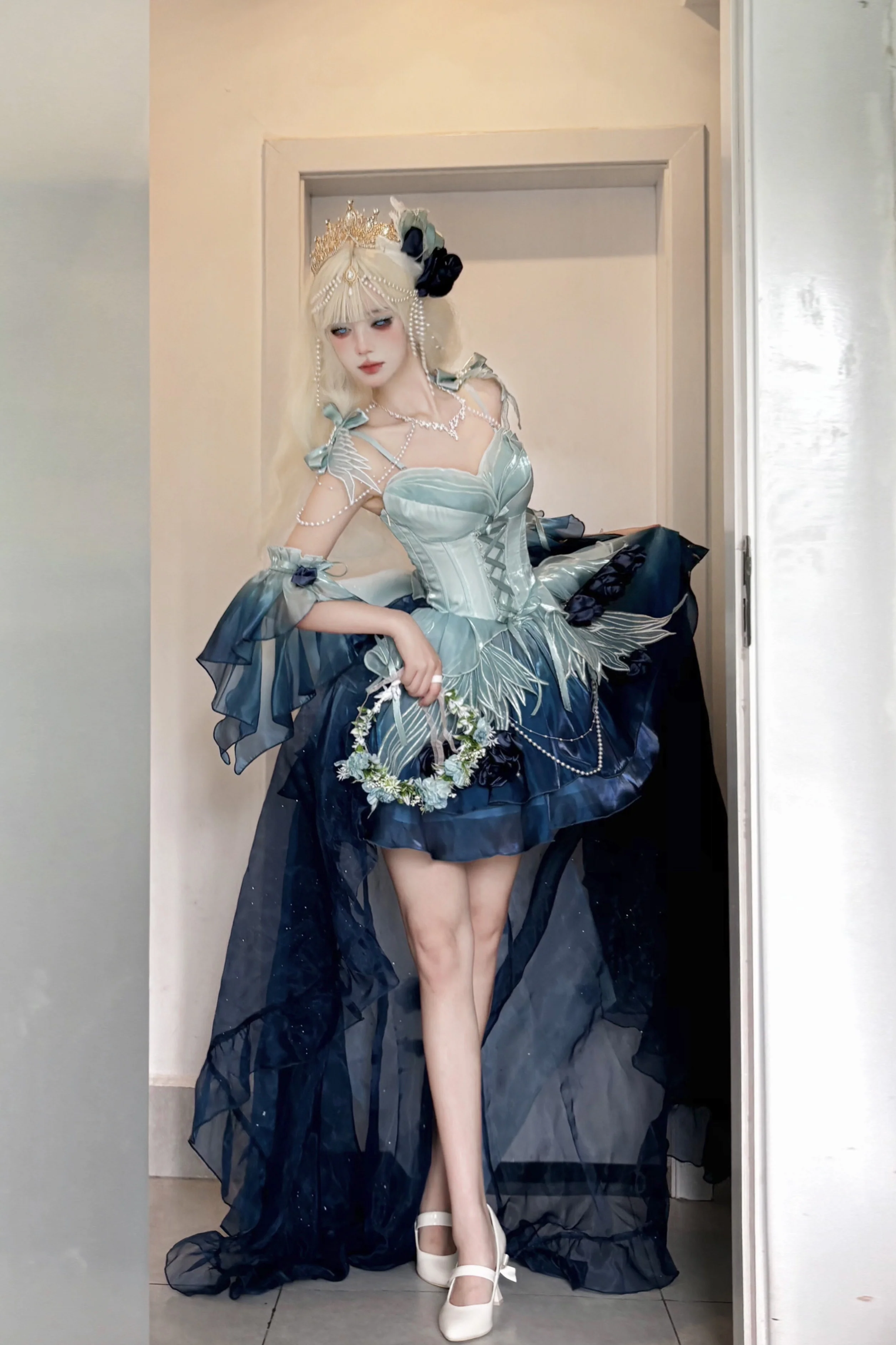Meowing and fruity - Swan Fantasy - Fairy Lolita Short JSK Ballet-Style Jumper Dress - Image 14