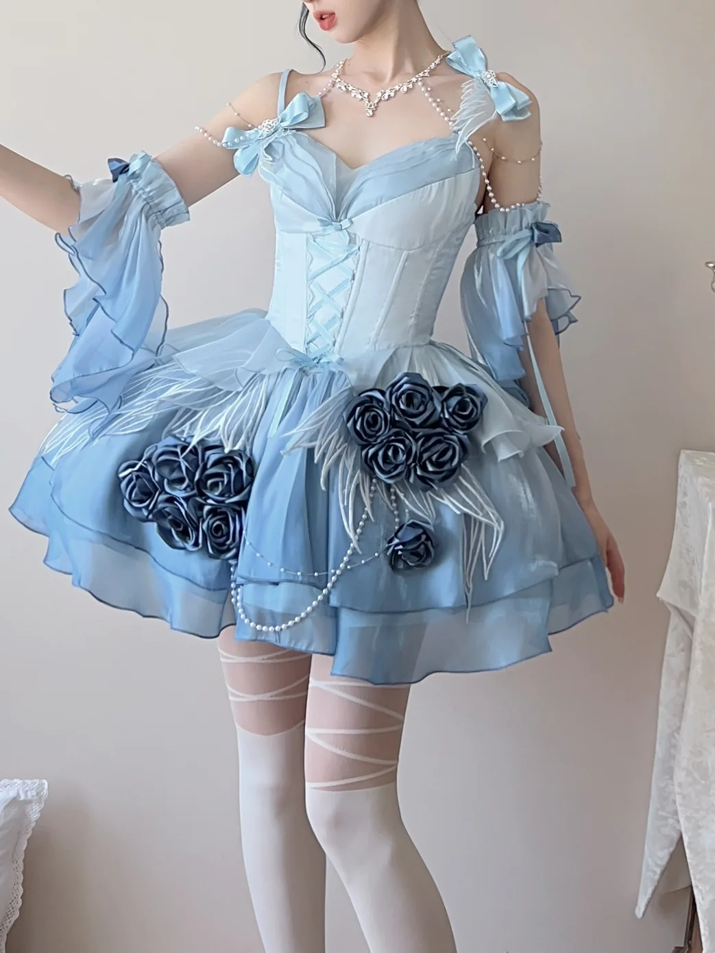 Meowing and fruity - Swan Fantasy - Fairy Lolita Short JSK Ballet-Style Jumper Dress - Image 6