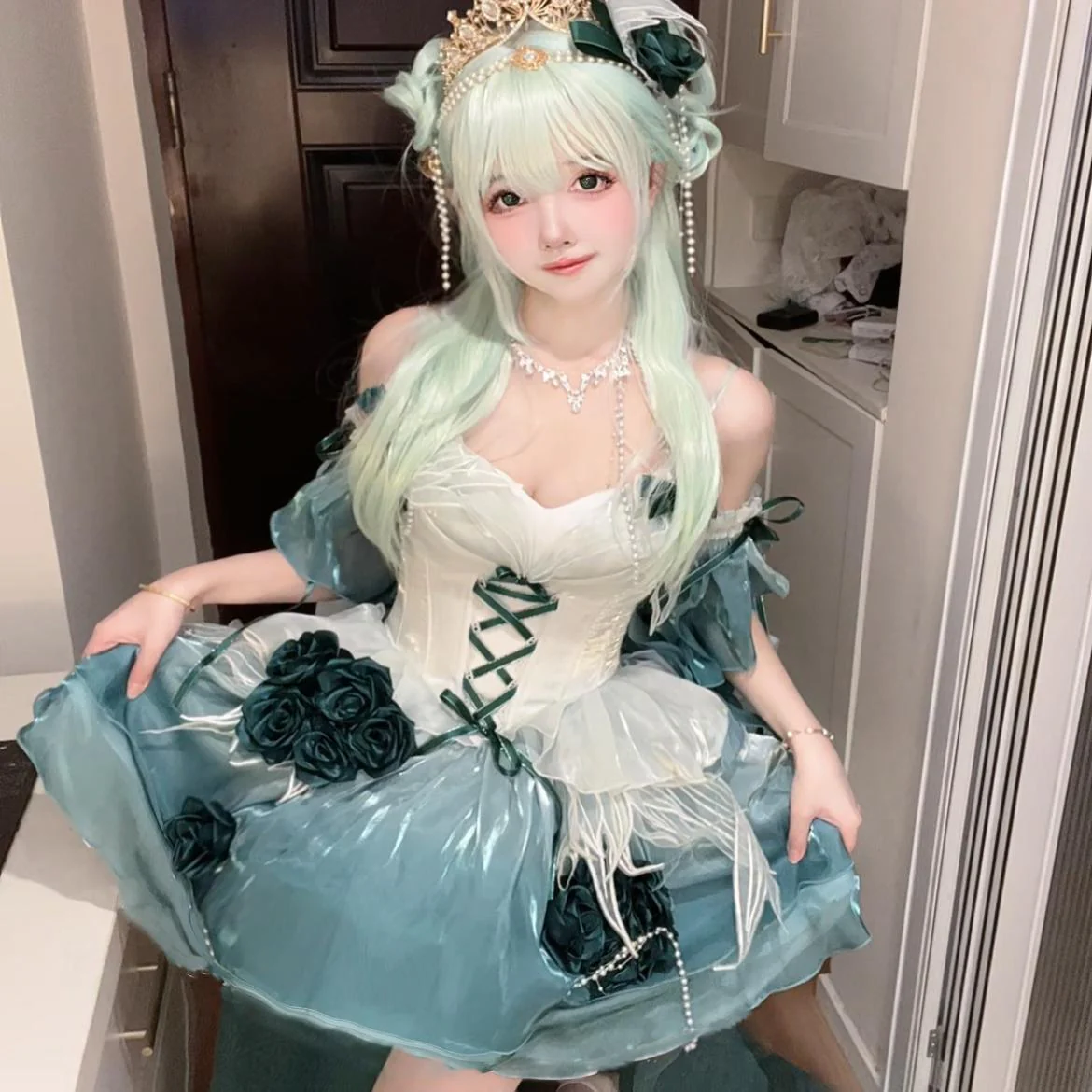 Meowing and fruity - Swan Fantasy - Fairy Lolita Short JSK Ballet-Style Jumper Dress - Image 7