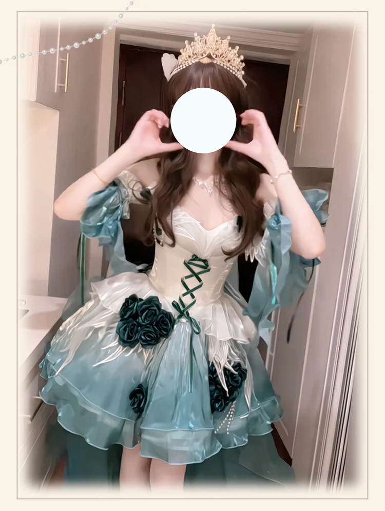 Meowing and fruity - Swan Fantasy - Fairy Lolita Short JSK Ballet-Style Jumper Dress - Image 9