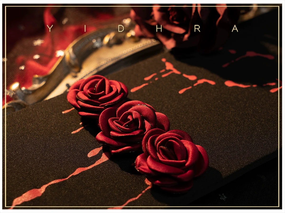 Yidhra - Fantasy Bride - Goth Lolita Pantyhose Rose Prints Pantyhoses - Image 7