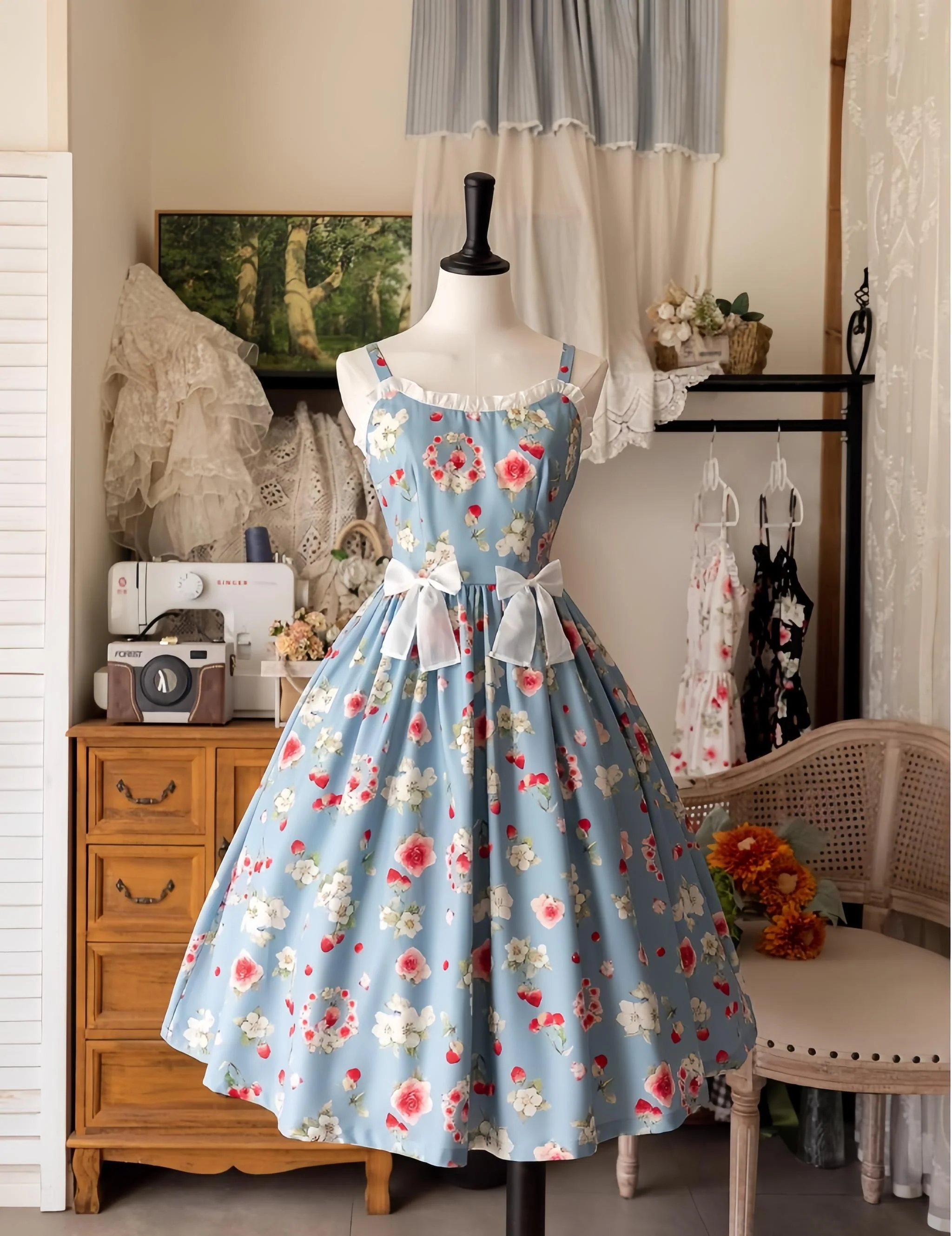 Summer Berry Picture Book - Floral Printed Classic Lolita JSK Dress - Image 11
