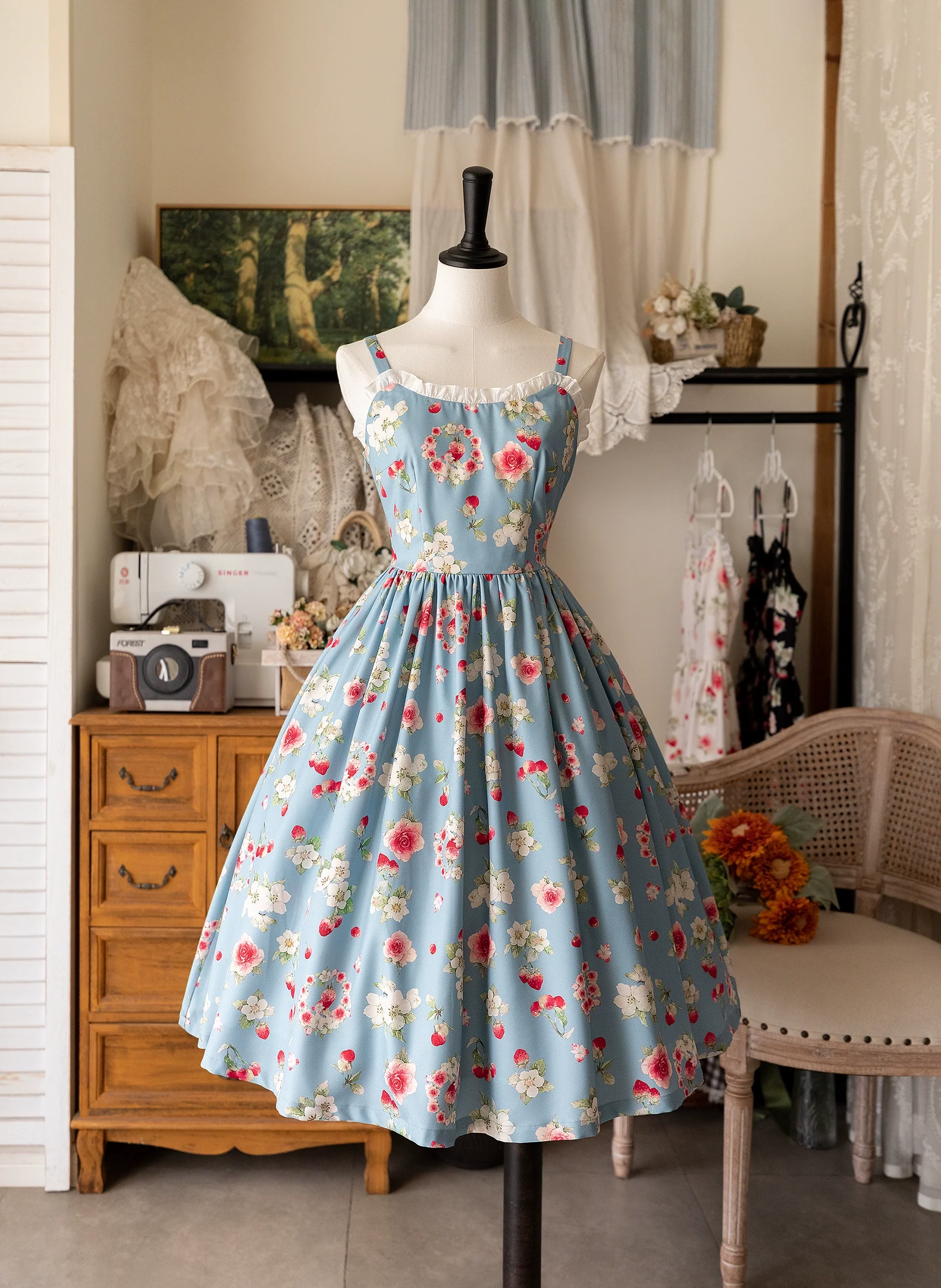 Summer Berry Picture Book - Floral Printed Classic Lolita JSK Dress - Image 12