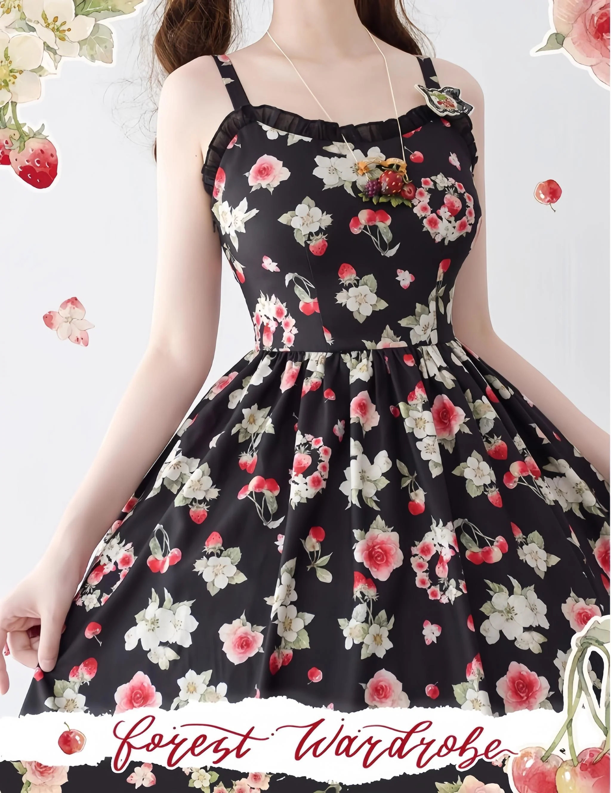 Summer Berry Picture Book - Floral Printed Classic Lolita JSK Dress - Image 4