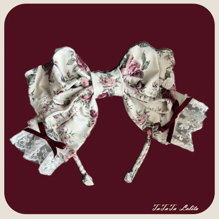 TaTaTa Lolita - Burgundy Rose - Floral Printed Old School Lolita JSK, Elegant Cape - Image 19
