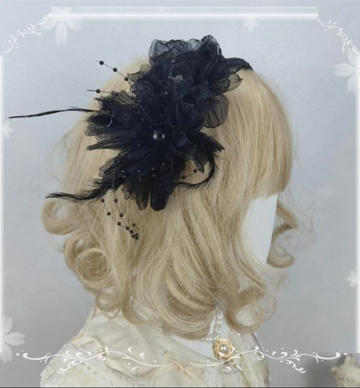 Floral Shaped Lolita KC, Pearls Accent Headdress - Image 7