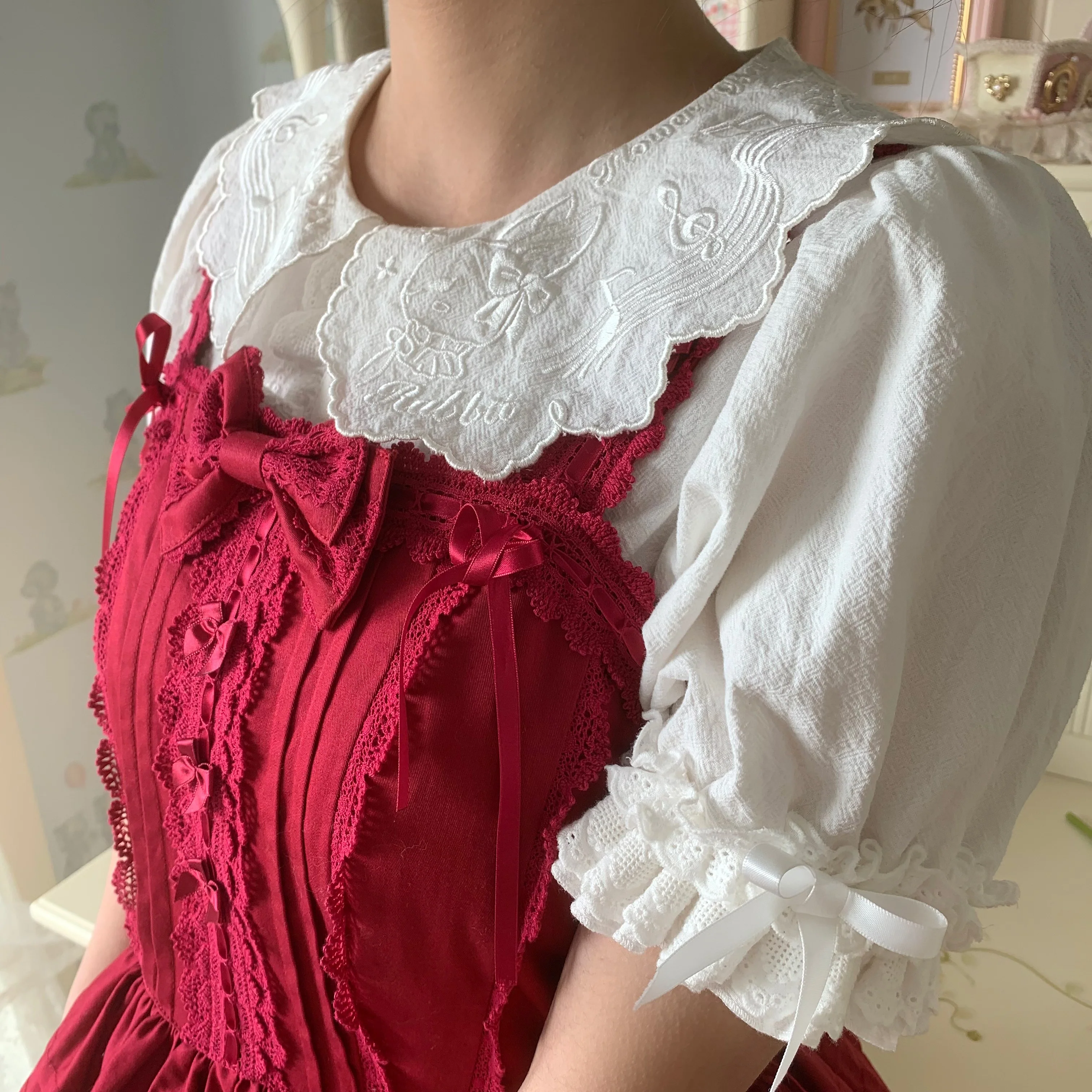 Flower Banquet - Kawaii Lolita Cotton Bunny Embroidery Blouse - Image 19