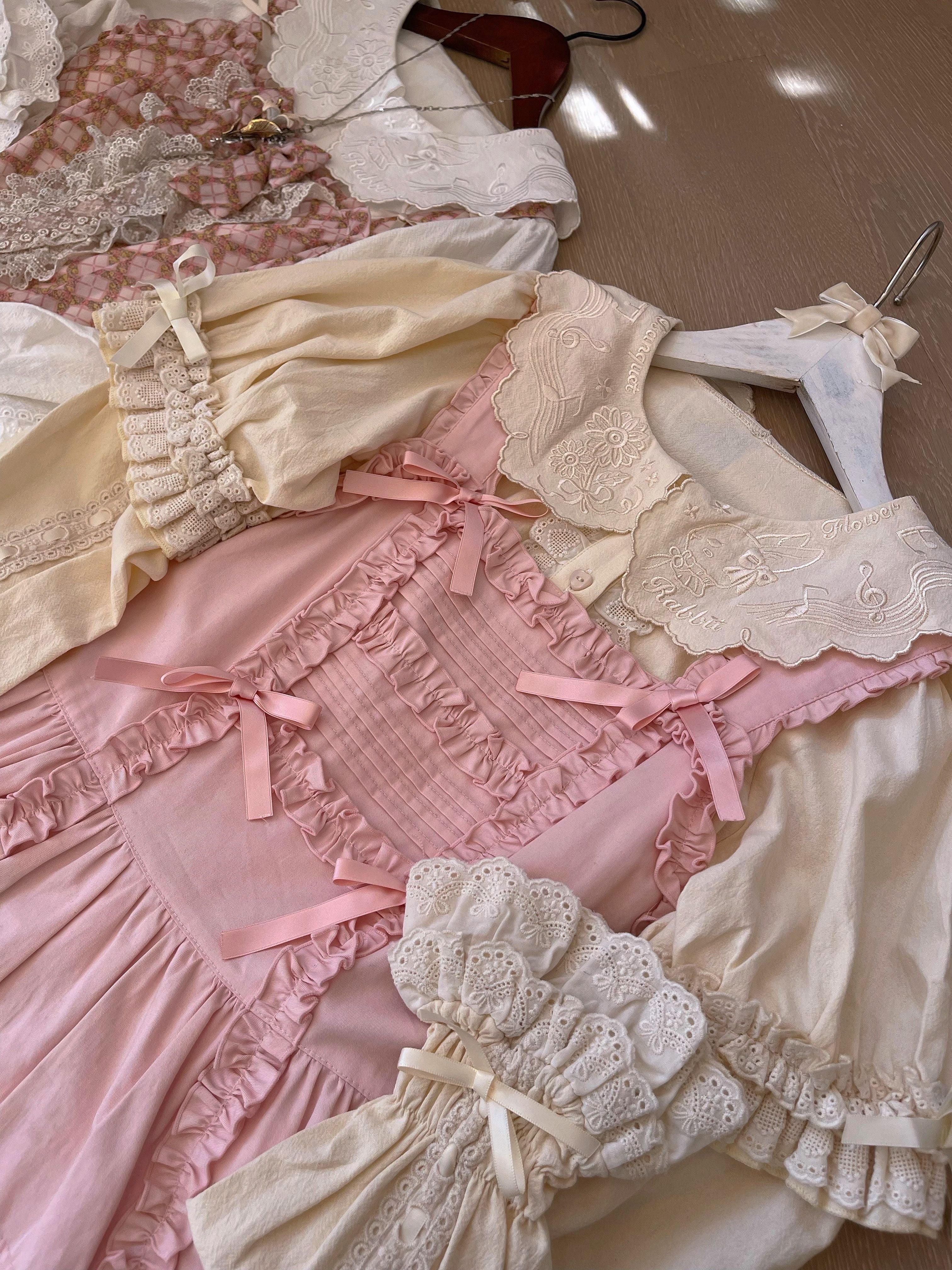 Flower Banquet - Kawaii Lolita Cotton Bunny Embroidery Blouse - Image 23