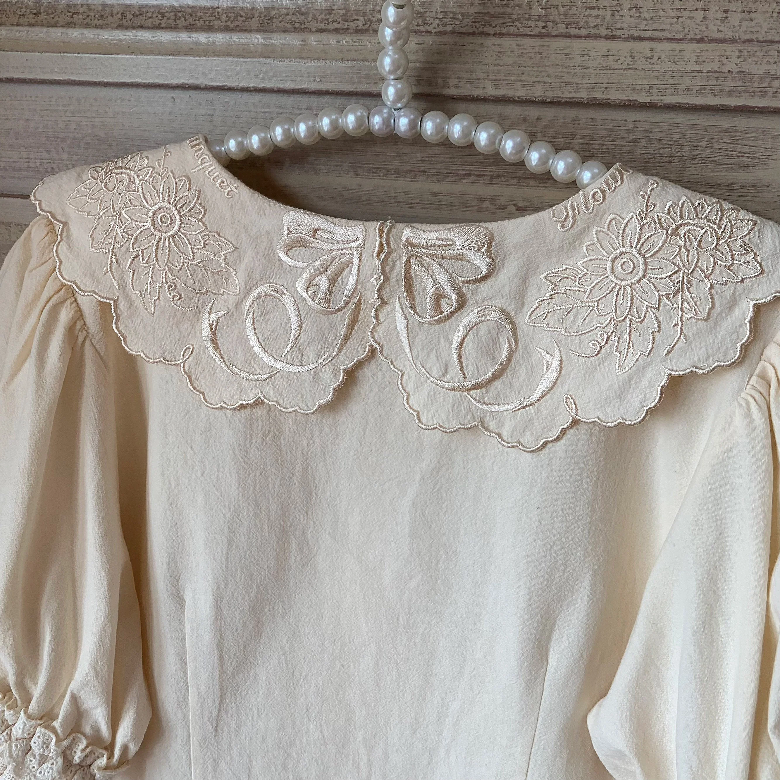 Flower Banquet - Kawaii Lolita Cotton Bunny Embroidery Blouse - Image 8