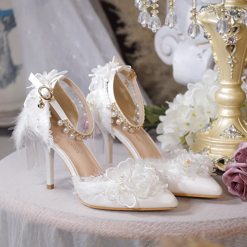 One Night - Flower Wedding Pointed Toe High Heels - Image 12
