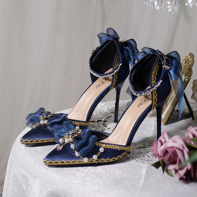 One Night - Flower Wedding Pointed Toe High Heels - Image 2