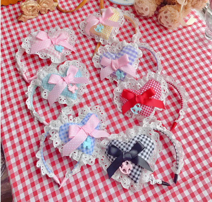 Sweet Lolita Plaid Heart Shaped KC Multicolor