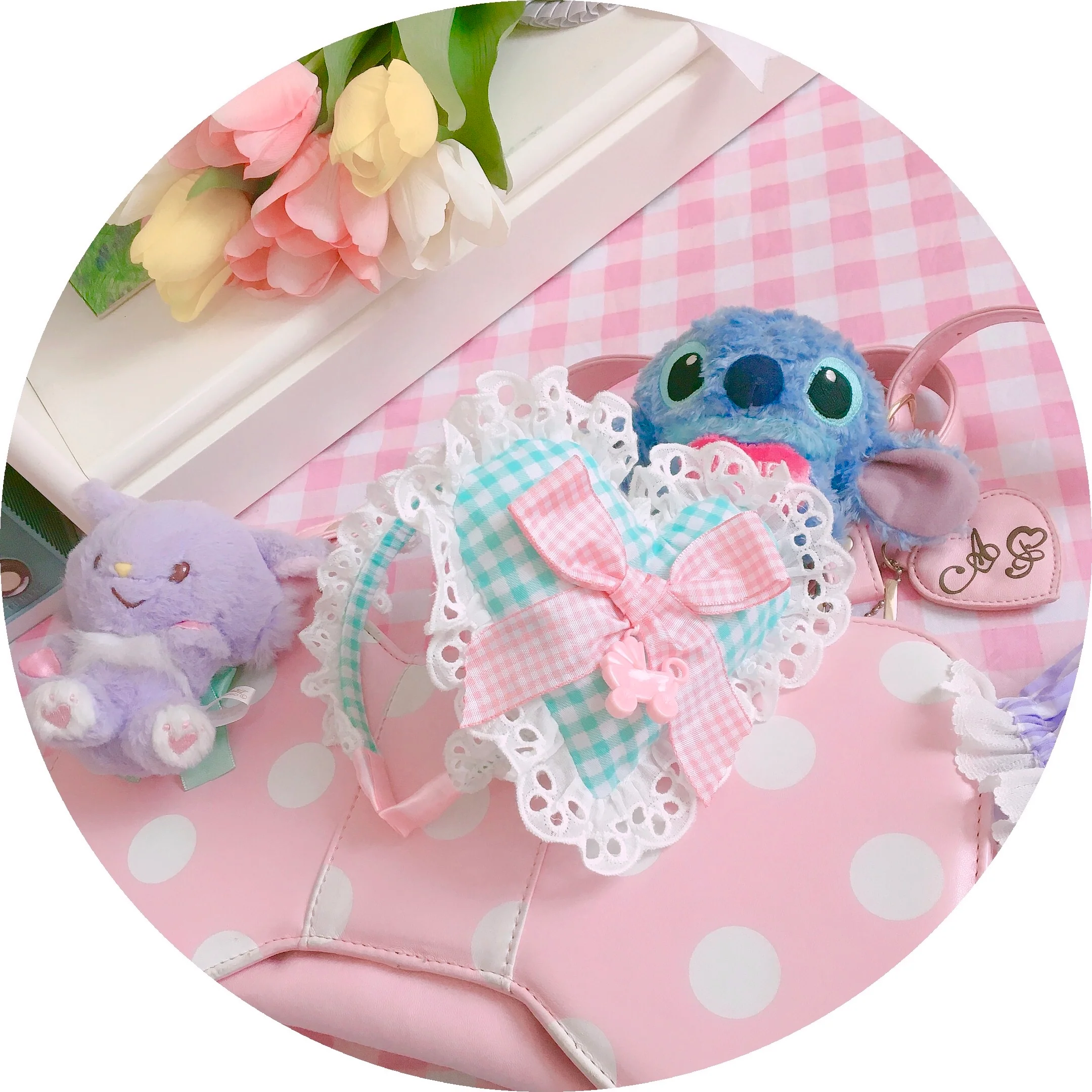 Sweet Lolita Plaid Heart Shaped KC Multicolor - Image 2