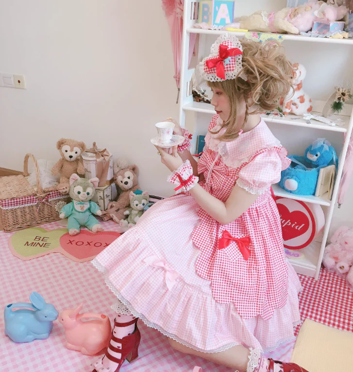 Sweet Lolita Plaid Heart Shaped KC Multicolor - Image 3