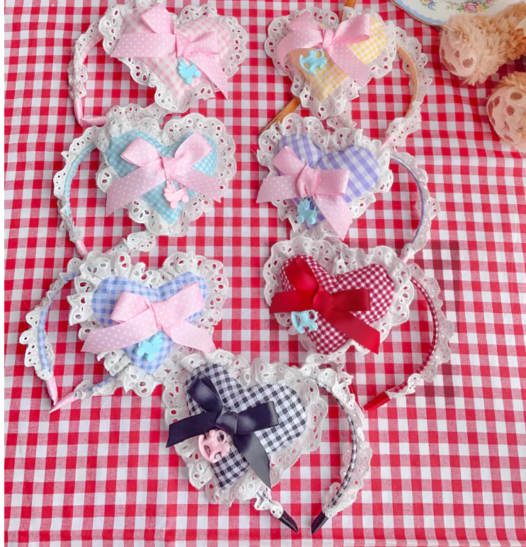 Sweet Lolita Plaid Heart Shaped KC Multicolor - Image 6