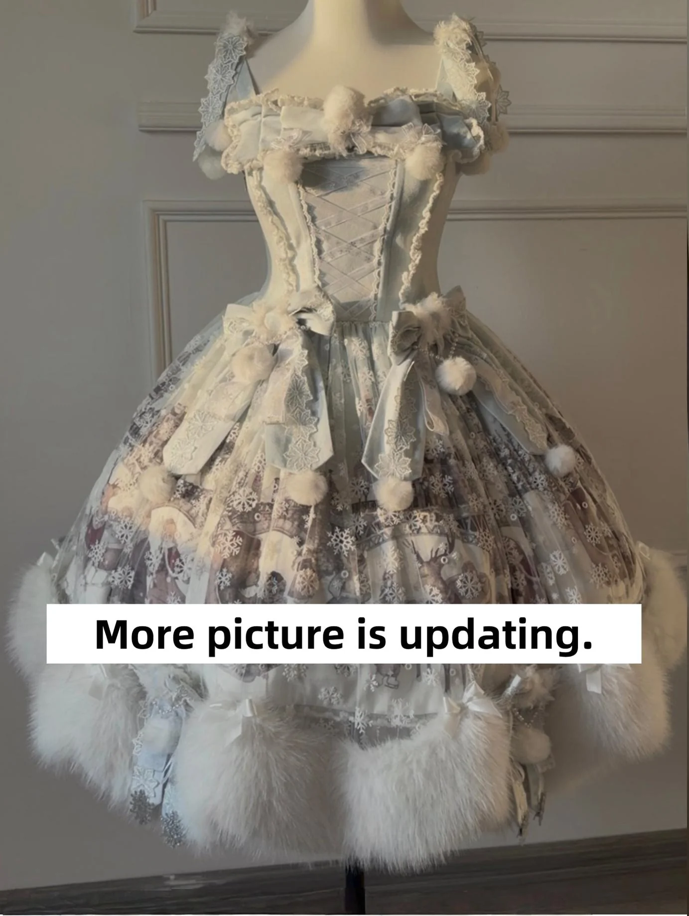 Jiuniangtutao - Edelweiss Moment - Fluffy Sweet Lolita JSK, Snow Details - Image 14