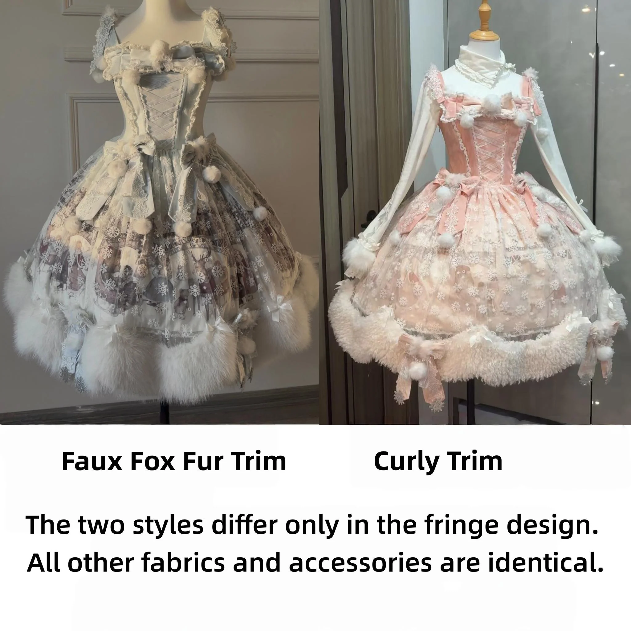 Jiuniangtutao - Edelweiss Moment - Fluffy Sweet Lolita JSK, Snow Details - Image 15