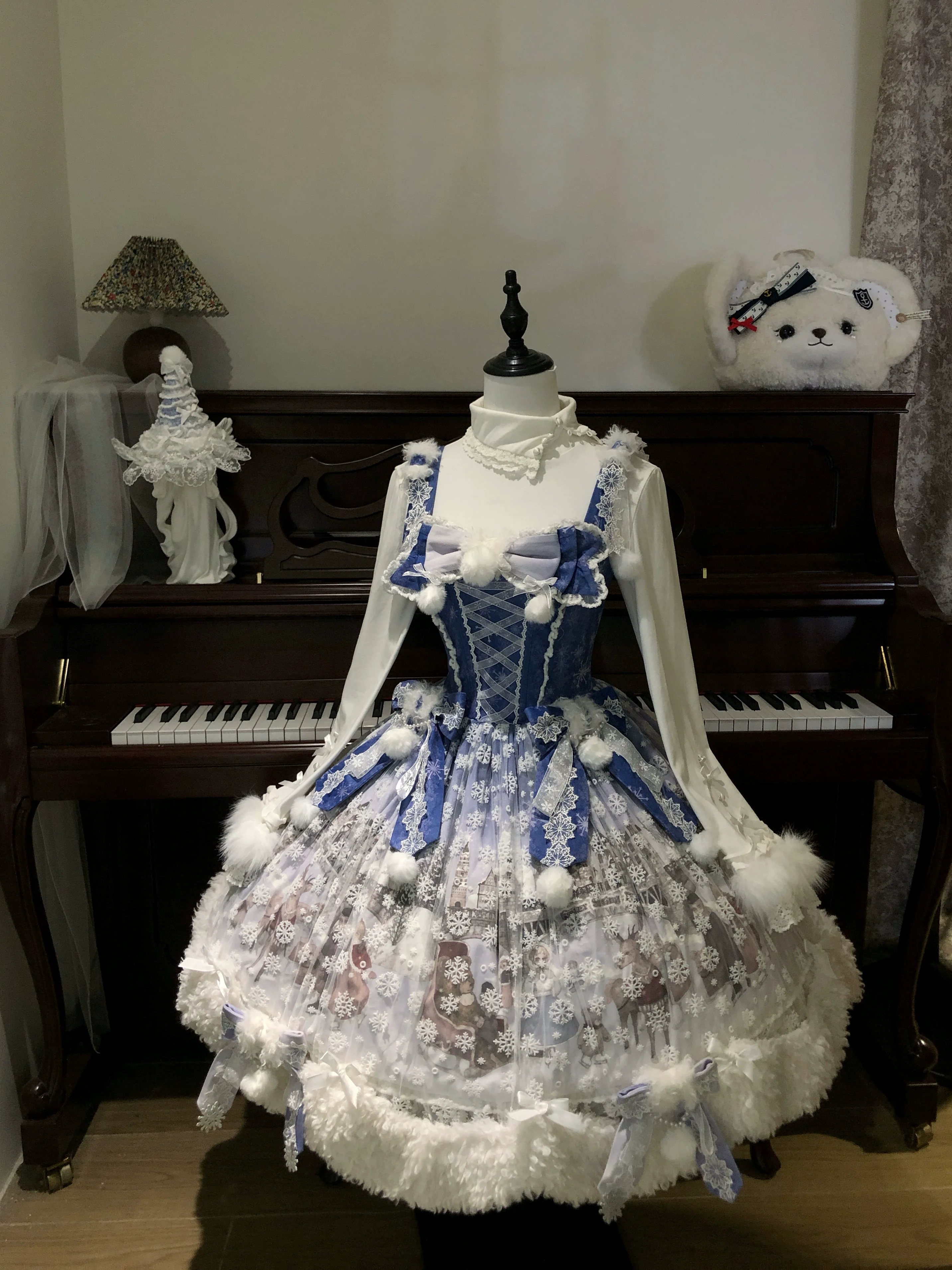 Jiuniangtutao - Edelweiss Moment - Fluffy Sweet Lolita JSK, Snow Details - Image 4